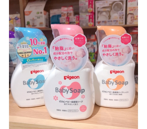 Sữa tắm gội cho bé Pigeon Baby Soap tạo bọt 500ml